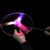 Large-sized nostalgic classic children's glowing drawstring flying saucer toy, boy student rotating hand-pulled frisbee, drawstring flying to the sky Specification image
